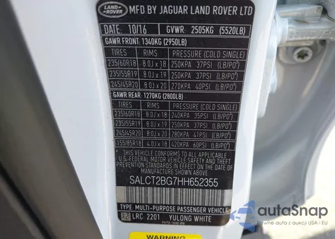 2017 Land Rover Discovery Sport Hse Lux из США, поврежденный, VIN SALCT2BG7HH652355